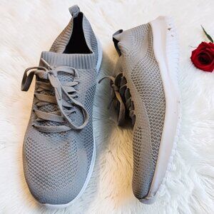 Athletic Works Grey Knit Lace-Up Sneakers - Women's Size 8
